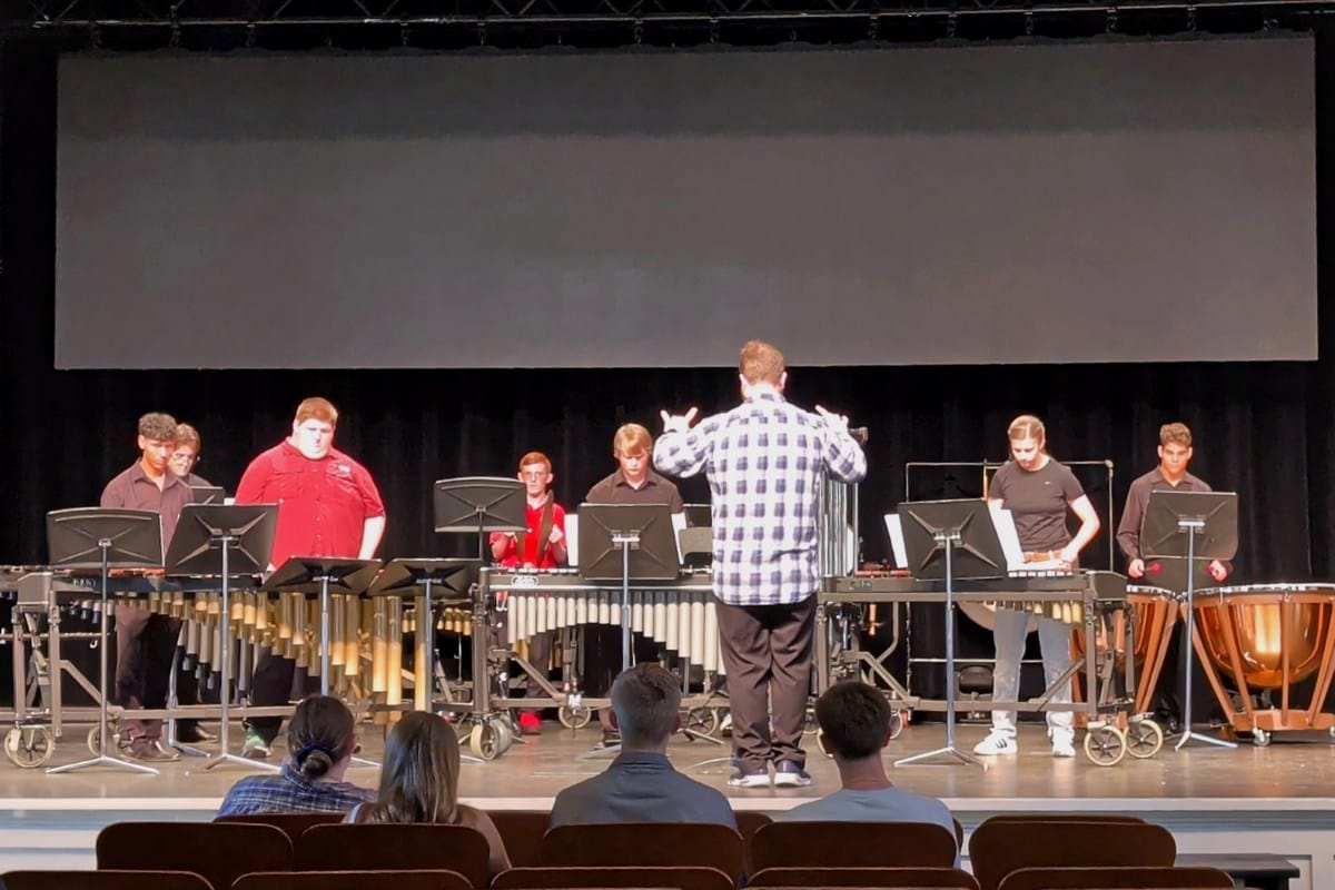 Brownwood High School Percussion Ensemble members perform “Dance Macabre” by Camille Saint-Saens.
