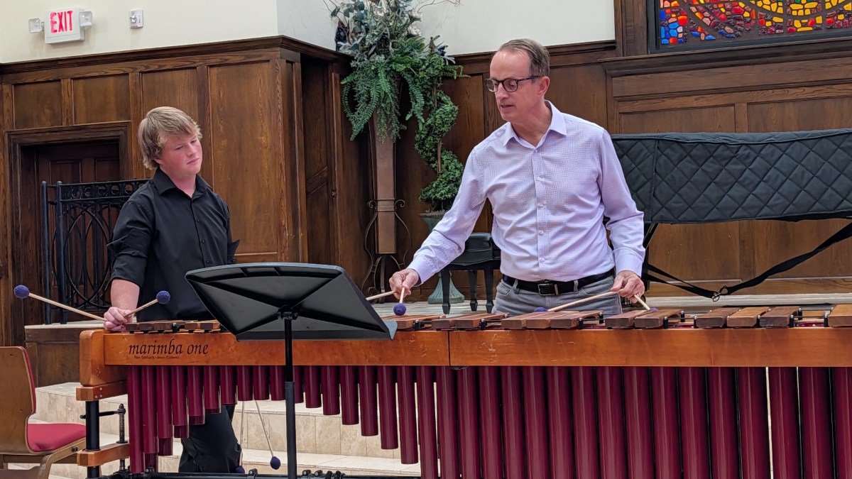 Professional marimba artist and UNT Percussion Coordinator Mark Ford shares expert insights with BHS percussionist Cooper Morgan.